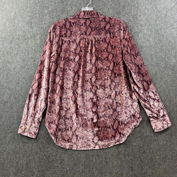 Anthropologie Pilcro The Hadley Top Women's Extra Small Pink Animal Print Velvet - Picture 7 of 9